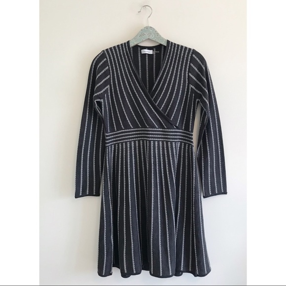Calvin Klein Gray Wrap Sweater Dress - Picture 1 of 7